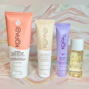 Kopari 4pc: KP Body Scrub, Body Butter, Body Oil, Guava Body Butter travel size
